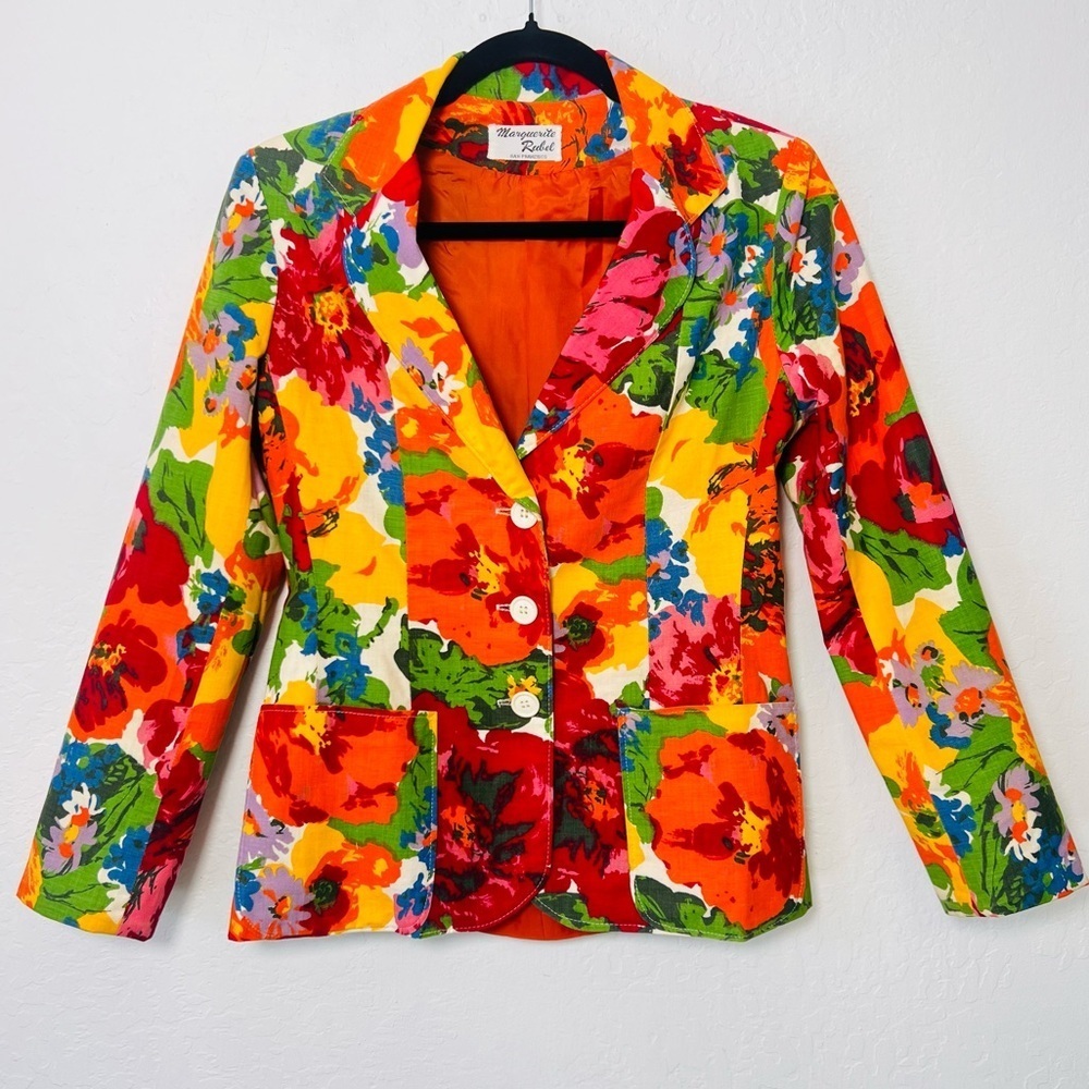 Sold 1950’s Margurerite Rubel San Francisco Stunning Bright Floral Jacket